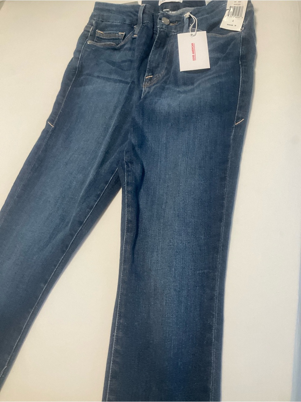 Good American Dark Blue Skinny Jeans with Faded Detail